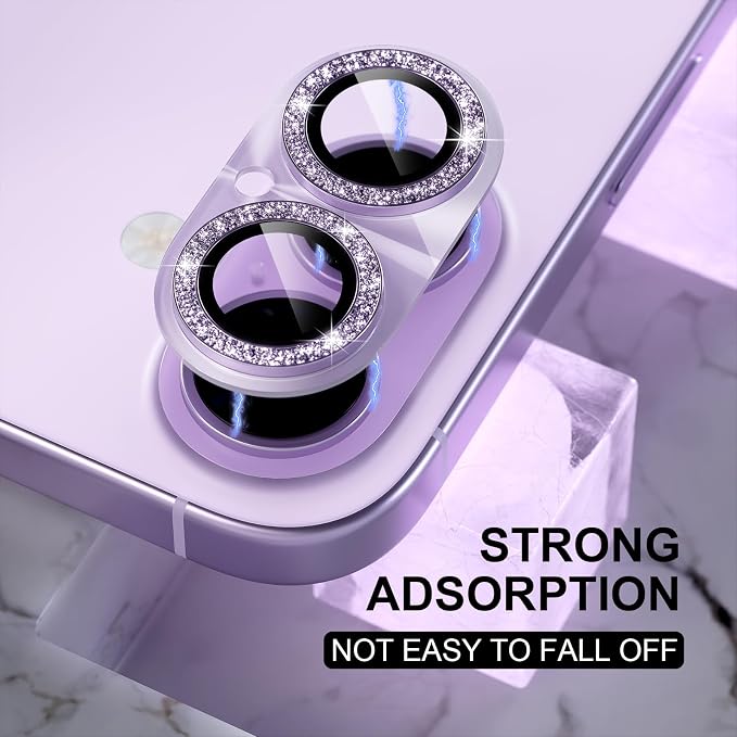 Choiche for iPhone 17 Camera Lens Protector, Light-Lavender | Bling Metal Camera Cover with 9H Tempered Glass Lens Screen Protector Accessories, Strong Adsorption, Case-Friendly - Image 6