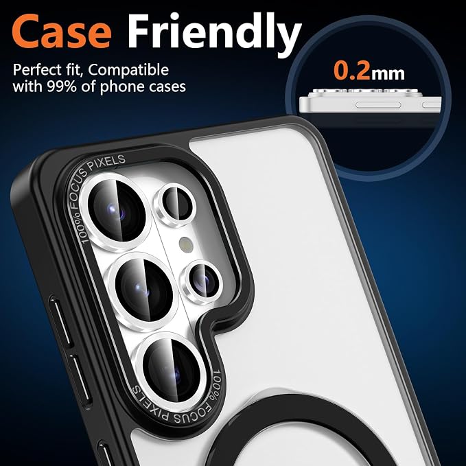 for Samsung Galaxy S26 Ultra Camera Lens Protector, Individual Metal Ring Tempered Glass Lens Cover, [Strong Adsorption] Scratch Resistant Ultra-Thin HD Clear Lens Cover, 1 Set-Silvery - Image 8