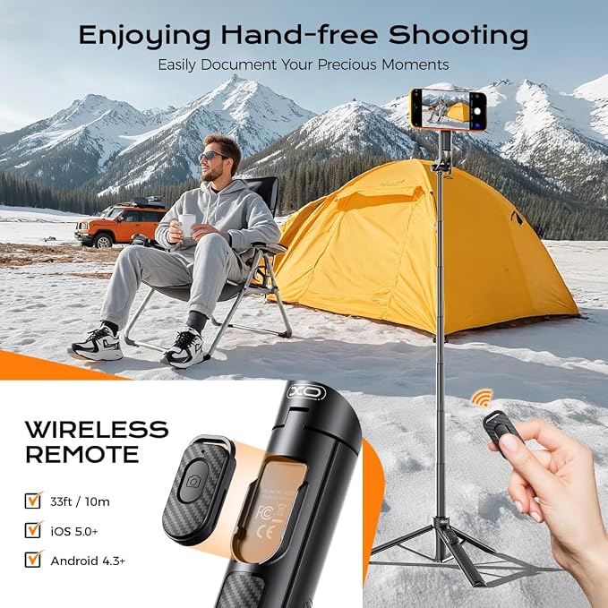 Magnetic Phone Tripod,51" Adjustable and Foldable Selfie Stick Tripod for iPhone with Remote,Strong Magnet Selfie Stick Stand for Traveling, Recording,Taking Selfies and Live Streaming - Image 7