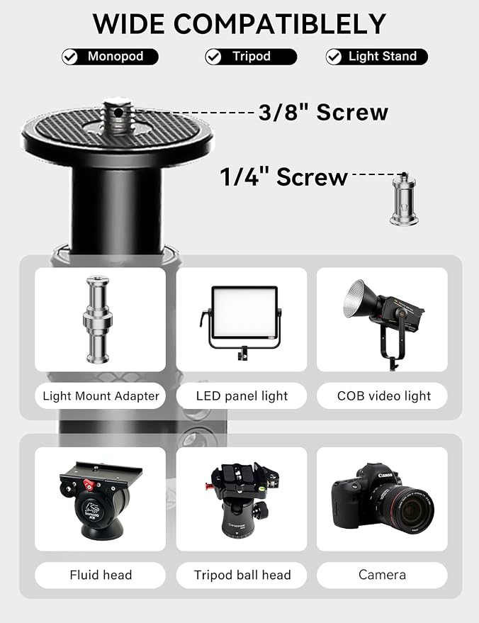 IFOOTAGE A400 Round Base Monopod Stand 79" Aluminum Tripod | Studio Light Stand with Flat Base for DSLR Camera Video Light Live Streaming Vlogging, Payload 10kg/22lb - Image 4