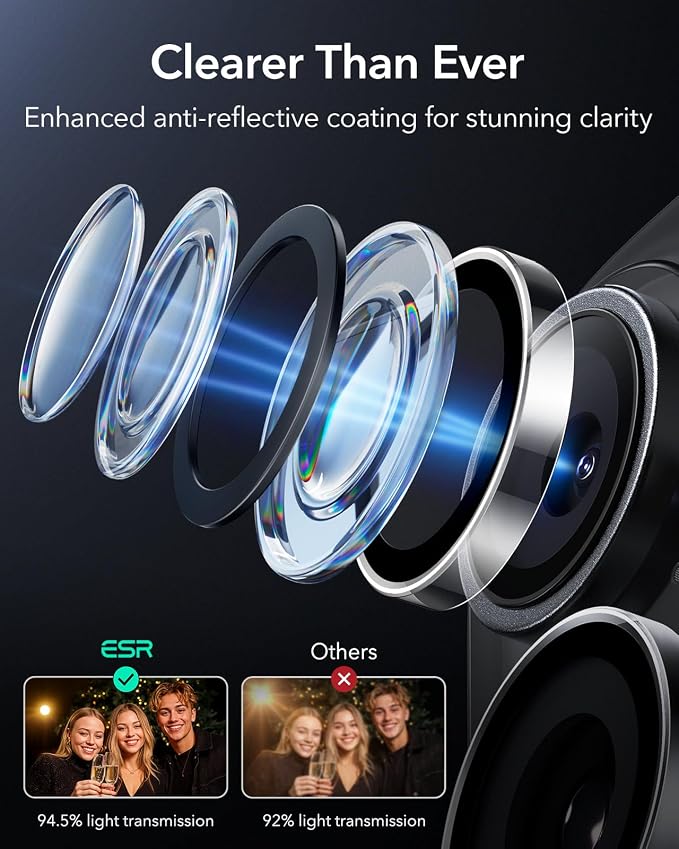 ESR 2 Pack Camera Lens Protector for iPhone 15/15 Plus/14/14 Plus, Ultra-tough HD Individual Lens Protectors, Scratch Resistant, Ultra-thin Tempered Glass, Armorite Series, Clear | Individual Camera Cover, 9H Tempered Glass, Original Camera Clarity, Sc... - Image 5