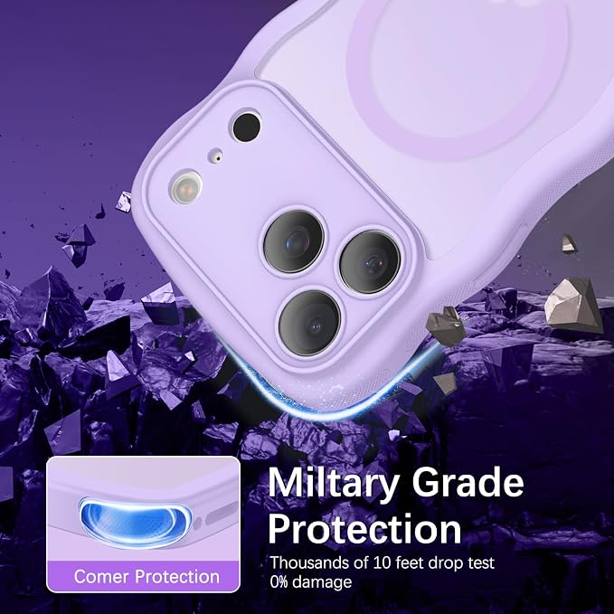 BENTOBEN Magnetic for iPhone 17 Pro Case, Cute Wavy [Full Camera Protection][Compatible with MagSafe] Matte Anti-Slip Bumper Women Girls Boys Protective Cover for 17 Pro 6.3", Lavender Purple - Image 5