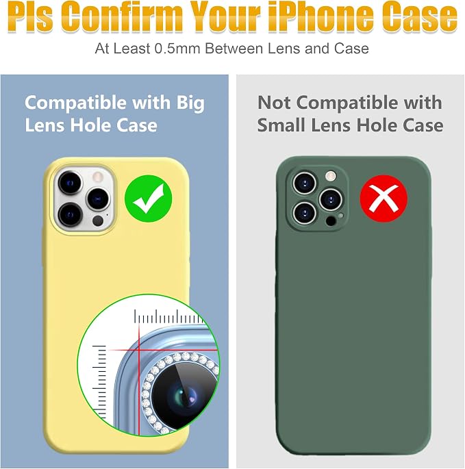 AGVEE 3+3 6 Pack for iPhone 13 Pro & Max Camera Lens Protector Cover | Individual Bling Diamond & Bling Glitter Sparkle Cute Gem Metal Ring, 9H Tempered HD Glass - Image 3