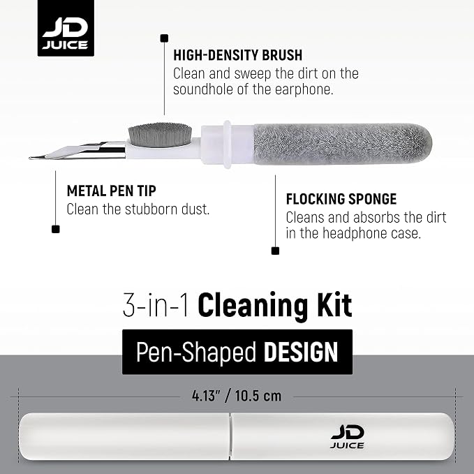 4 Pack - Earbuds Cleaning Kit Earbud Cleaning Kit - Phone Cleaning Kit in-Ear Headphones Cleaning Pen Tool, Portable 3-in-1 Laptop Cleaning Kit Electronic Cleaner with a Sponge, Metal Pen Tip - Image 6
