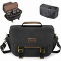 SMRITI Canvas DSLR Camera Bag Crossbody, Waterproof Messenger Camera Sling Bag for Photographers, Small Camera Bag with Rain Cover, Travel Shoulder Camera Case for Cannon Nikon Sony (Black) by SMRITI
