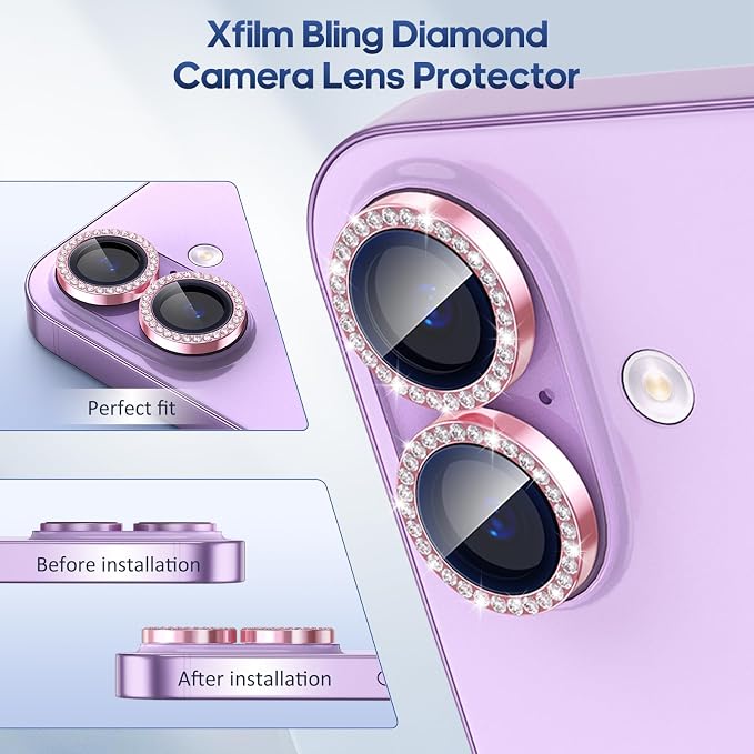for iPhone 17 Camera Lens Protector Cover Bling Diamond, Pink | Individual Metal, 9H Hardness, Scratch Resistant, Shockproof, Drop Protection, Case Friendly, Stylish Accessories - Image 5