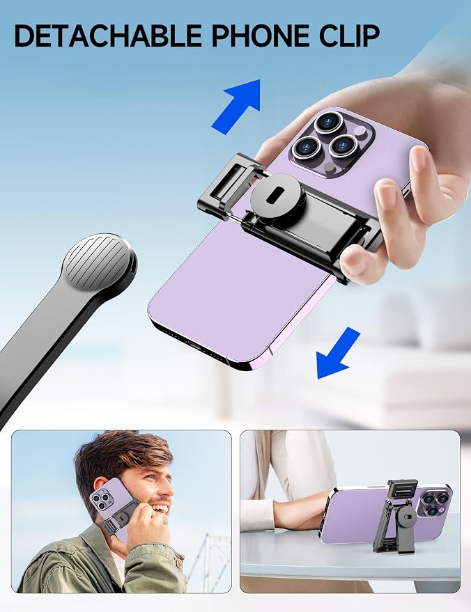 42" Selfie Stick Tripod with Fill Light Extendable Phone Stand All-in-1 Selfie Stick Travel Tripod with Detachable Remote & Phone Holder Cell Phone Tripod Compatible with iPhone/Android - Image 7