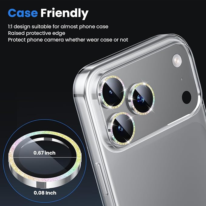 WSKEN for iPhone 17 Pro/iPhone 17 Pro Max Camera Lens Protector | Original Shooting Mode, Individual Metal Cover Film, Shatterproof HD Tempered Glass Camera Screen Protector, Glitter Color - Image 4