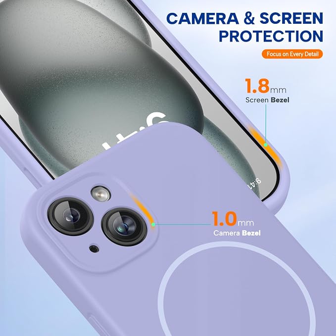 miracase Compatible with iPhone 15 Case, [Soft Anti-Scratch Microfiber Lining], Liquid Silicone Case Gel Rubber Shockproof Drop Protection Phone Case for iPhone 15, Light Purple - Image 6