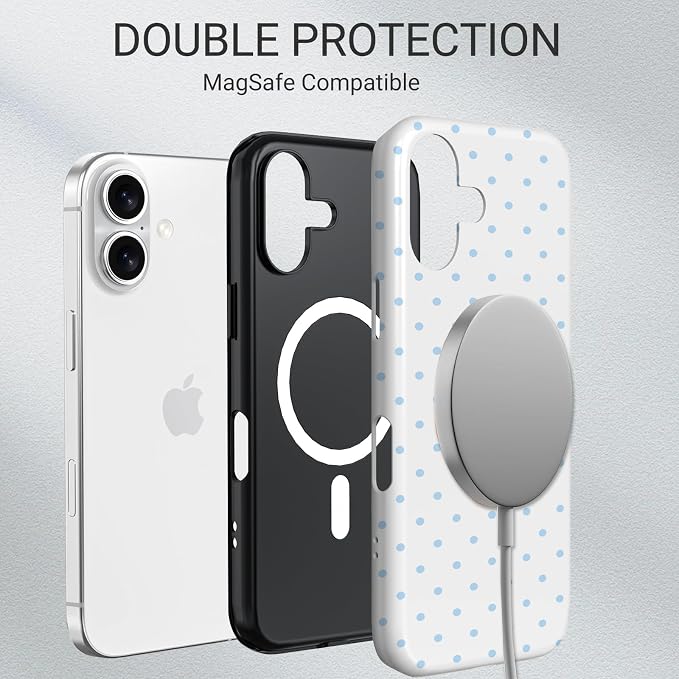 TPU Phone Case for iPhone 16, MagSafe Wireless Charging Compatible, Shockproof Slim Fit Protective Cover with Anti-Yellowing & Raised Camera Protection (Polka dot 3, iPhone 16) - Image 6