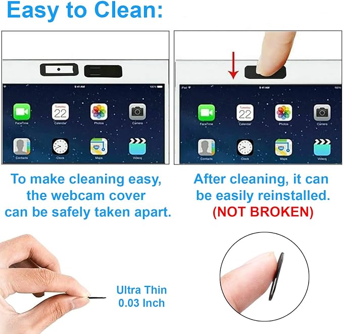 JOS [8 Pack] Webcam Cover, 0.03 inch Ultra Thin Laptop Camera Cover Slide for iPhone iPad MacBook Pro Computer iMac Cell Phone PC Accessories Camera Blocker Slider, Great for Privacy - Image 4