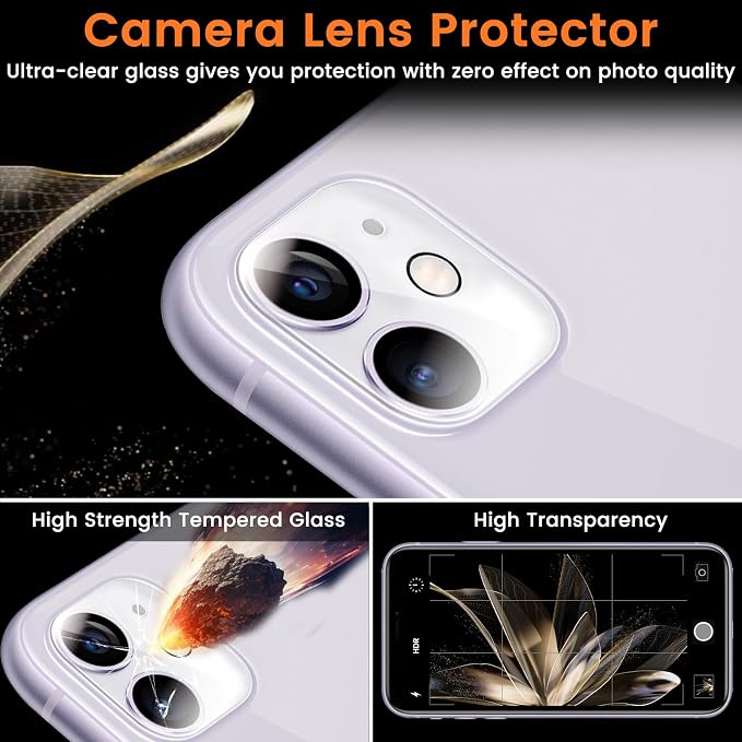 Lesakit 3+3 Pack Privacy Screen Protector for iPhone 11 6.1-Inch with 3 Pack Camera Lens Protector, Anti Spy Tempered Glass Film 9H Hardness Bubble Free Case Friendly - Image 5