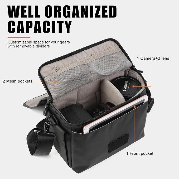Camera Bag Small DSLR Camera Shoulder Bag for Photographer Waterproof Messenger Bag Crossbody Case Compatible with Canon Sony Nikon - Image 2