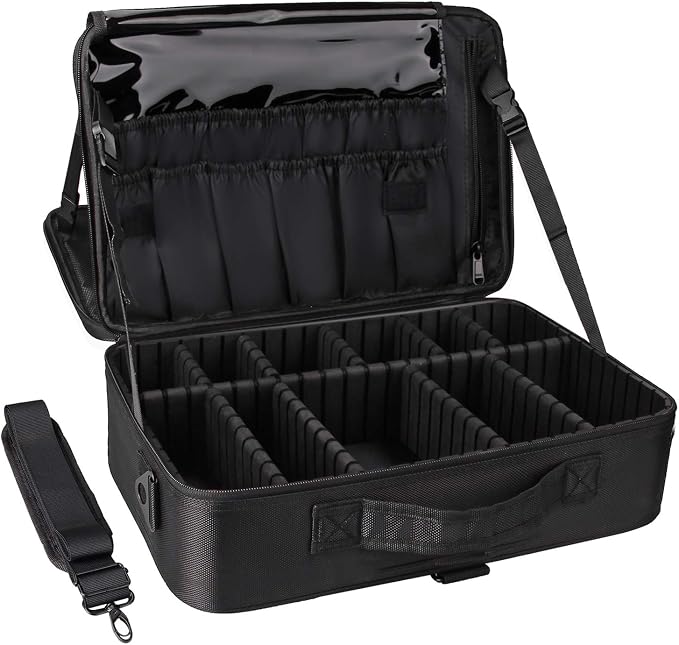 Relavel Travel Makeup Train Case Cosmetic Case Organizer Portable Artist Storage Bag with Adjustable Dividers for Cosmetics Makeup Brushes Toiletry Jewelry Digital Accessories by Relavel