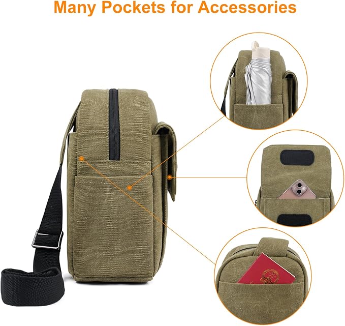 TULLIO Camera Bag Purse Small Sling Crossbody Shoulder Case for Women Men | Waterproof 16A Canvs Compact Lightweight Everyday Shockproof Padded Pack with Rain Cover for DSLR Mirrorless Photography - Image 5