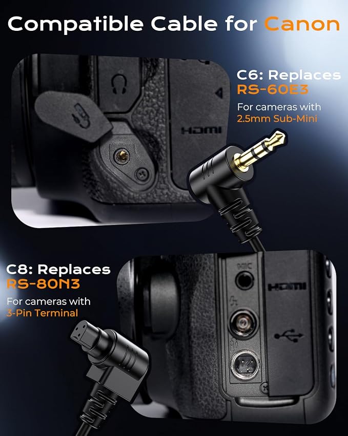 for Canon Rechargeable Remote Shutter Release - Wireless Remote Control | for Canon R6 Mark II/T7/T6/T5/T7i/R8/R100/R5/R10/R6/R7/R50 V/5D Mark IV/R/RP/90D/80D/70D/T8i/SL3, No Disposable Batteries - Image 7