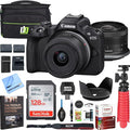 Canon EOS R50 Mirrorless Camera (Black) with RF-S 18-45mm F4.5-6.3 is STM Lens 5811C012 Bundle with Double Battery, Memory Card, Deluxe Case and Mini Tripod & Accessories by Unknown