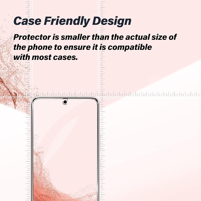 Galaxy S22 Tempered Glass Screen Protector + Camera Lens Protector [ 2 + 2 Pack ][Case Friendly] [Anti-Scratch] [Ultrasonic Fingerprint Unlock] Clear HD Glass Protective Film for Samsung Galaxy S22 - Image 5