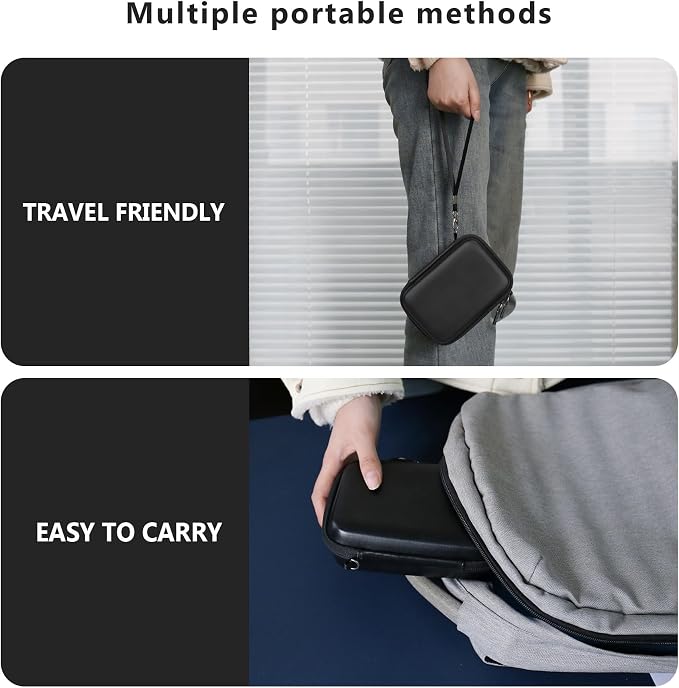 Carrying Case Compatible with Fujifilm Instax Mini EVO Instant Camera, INSTAX MINI EVO Camera Storage Holder Travel Bag with Mesh Pocket for Photos, USB Cables, Film, Black - Image 6