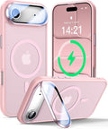 VOFATA [Upgraded Full Camera Protection] for iPhone Air Case with Camera Cover Stand [Fit for MagSafe][10FT Mil-Grade Protection] Translucent Magnetic Phone Cover for iPhone 17 Air Case, Pink by VOFATA