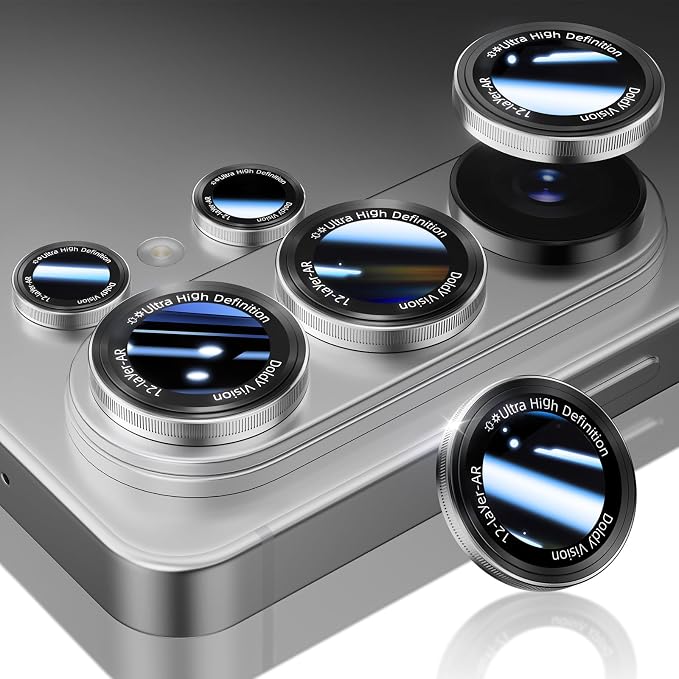HelloDeere for Samsung Galaxy S26 Ultra Camera Lens Protector, Military-Grade 9H+ Tempered Glass with AR Optical Tech HD Anti-Glare Anti-Scratch Metal Individual Ring Easy Install Case Friendly,Silver by HOME