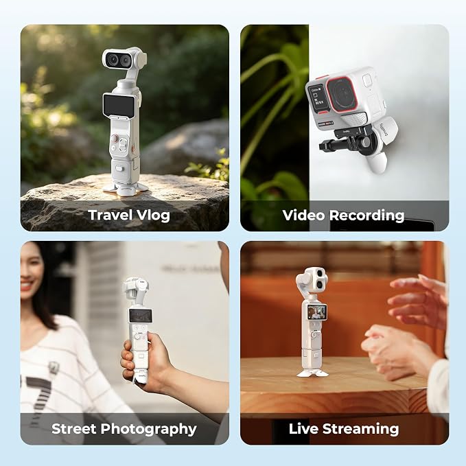 SMALLRIG Auto-Deploy Mini Tripod for DJI Pocket 4P/4/3, for Insta360 Luna | Aluminum Magnetic Mount with 1/4"-20 Screw for Xtra Muse & Action Camera, Compact Travel Vlog Video Accessories - 6794 - Image 7