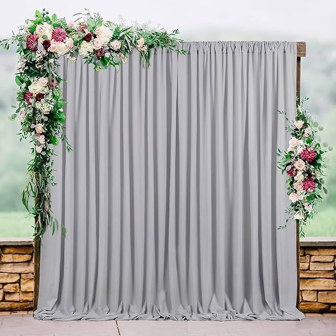 40ft x 10ft Wrinkle Free Silver Backdrop Curtains for Parties, 8 Panels 5x10ft Thick Fabric Silver Backdrop Drapes for Wedding Party Background Birthday Decoration - Image 6