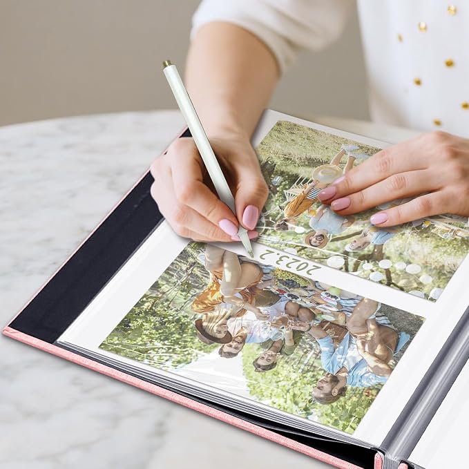 Large Photo Album Self Adhesive, DIY Scrapbook Album for 4x6 8x10 Pictures, 40 Pages Light Pink Linen Cover Memory Book, Ideal Gift for Family Travel Wedding Baby Christmas Anniversary - Image 6