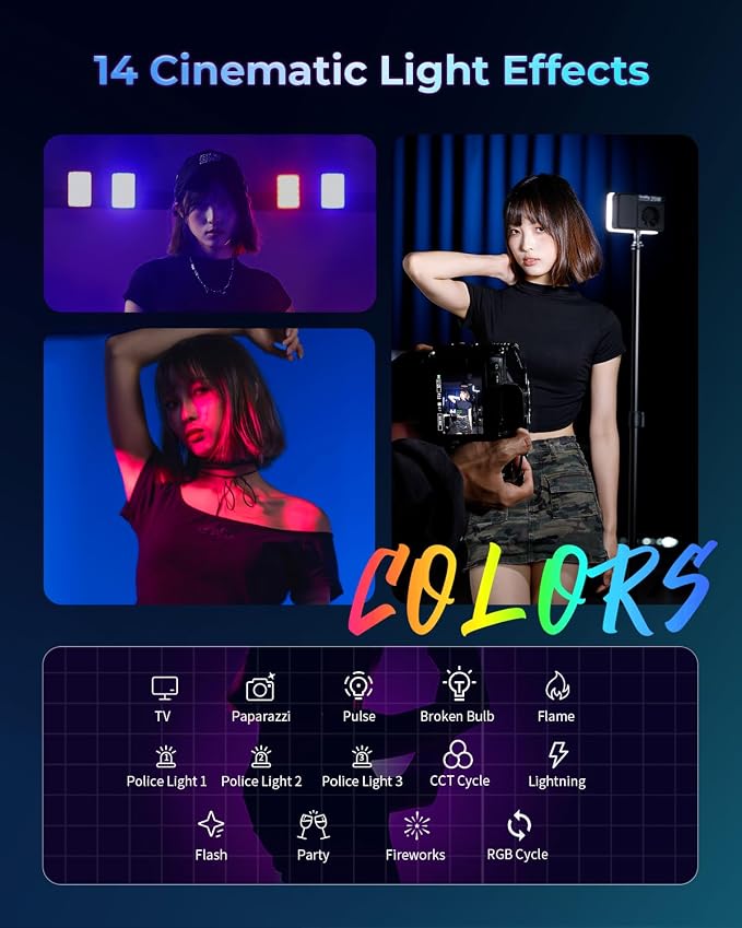 SmallRig RM 25C Portable RGB LED Video Light, Mini Camera Fill Light | 2500K-10000K CRI 96 TLCI 99, 3100mAh, LCD Display, for TikTok YouTube Content Creators Photographer Gifts - 5357 - Image 6