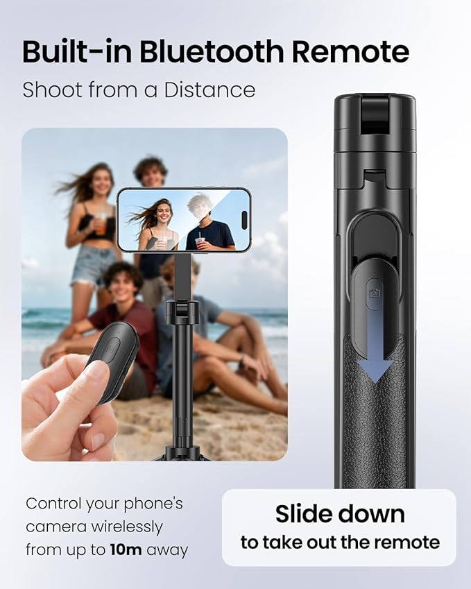 UBeesize 70" Auto-Open Magnetic Tripod for iPhone, MagSafe Selfie Stick with Remote, Portable Phone Stand for Recording, Travel and Vlogging, Compatible with iPhone/Android (Black) - Image 6