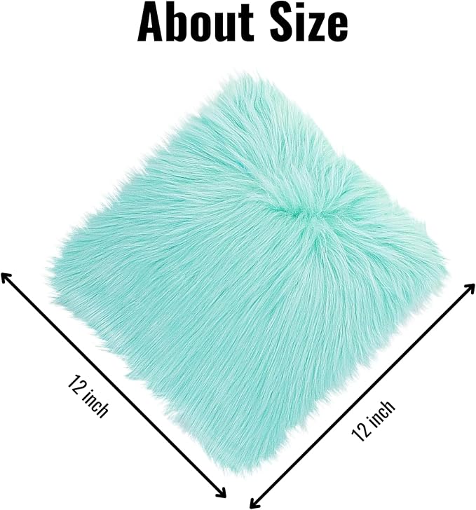12inch Square Small Faux Fur Sheepskin Cushion Soft Plush Area Rug,Photo Background for Small Product Desktop Photography,Display and Decor,Jewelry,Nail Art,Locker Accessories (Blue) - Image 2