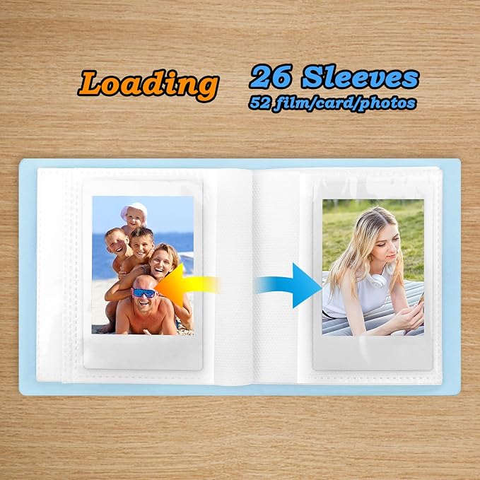 Ruibytree 52 Pockets Small Photo Album 2x3 for Instax Mini, Blue, 2 Pack | Pocket-Size, PU Leather Cover, Snap Closure, Acid-Free Pages, Fits Polaroid 2x3 Photos, Kodak Mini Prints & ZINK Photos - Image 5