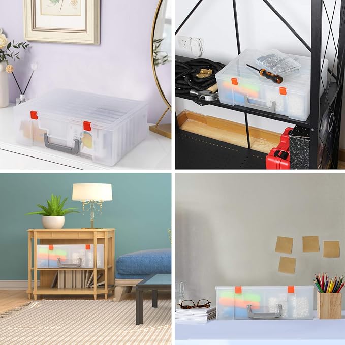 Photo Storage Box 4x6, 18 Inner Extra Large Organizer Acid-Free Photo Keeper Storage Case, Plastic Craft Storage Box for Stickers Stamps Seeds (Clear, 18 Boxes) - Image 6
