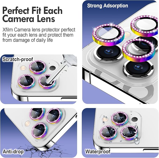 for iPhone 14 Pro/14 Pro Max Camera Lens Protector Diamond, Colorful | Individual Metal, 9H Hardness, Scratch Resistant, Shockproof, Drop Protection, Case Friendly, Stylish Accessories - Image 3