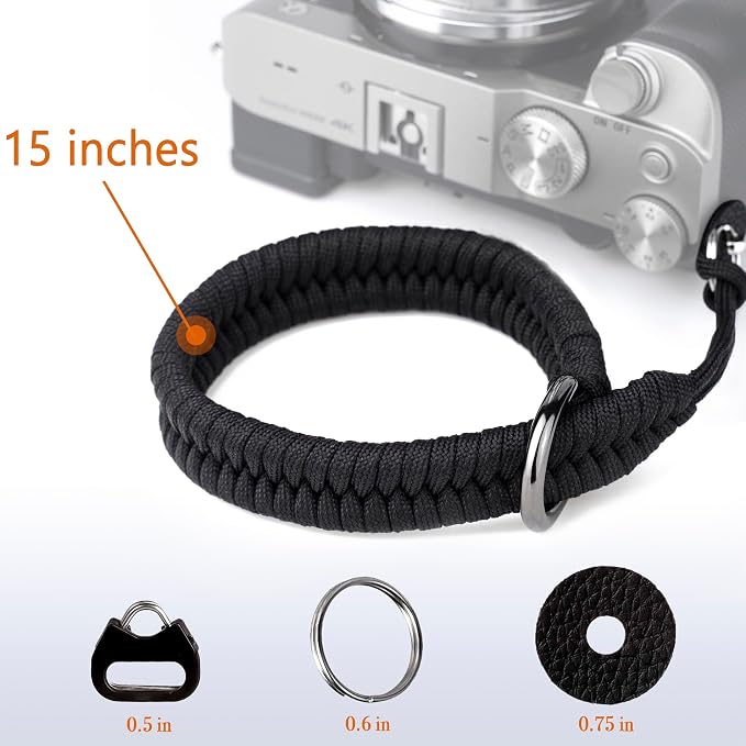 Paracord Camera Wrist Strap Lanyard-Quick Release for DSLR Mirrorless Black | Adjustable wrist size,High-strength paracord material, lightweight 1.16oz, secure metal clasp,Fits Canon Nikon Sony Fuji - Image 8
