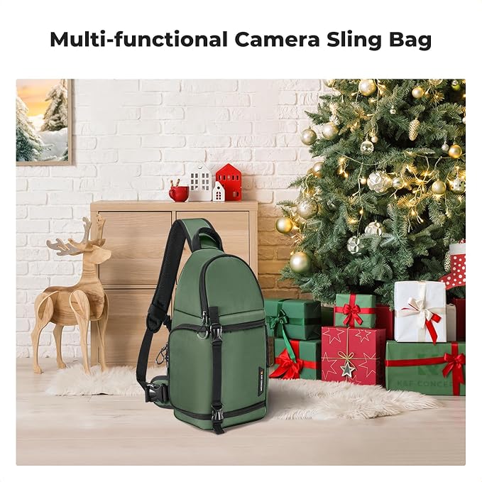 K&F CONCEPT Camera Sling Bag, Compact Crossbody Backpack, 10L | Fits Mirrorless & Small DSLR. Water-Repellent Twill Fabric. 5 Removable Dividers. Adjustable Strap 20.5–39.8 in. BS11 - Image 8