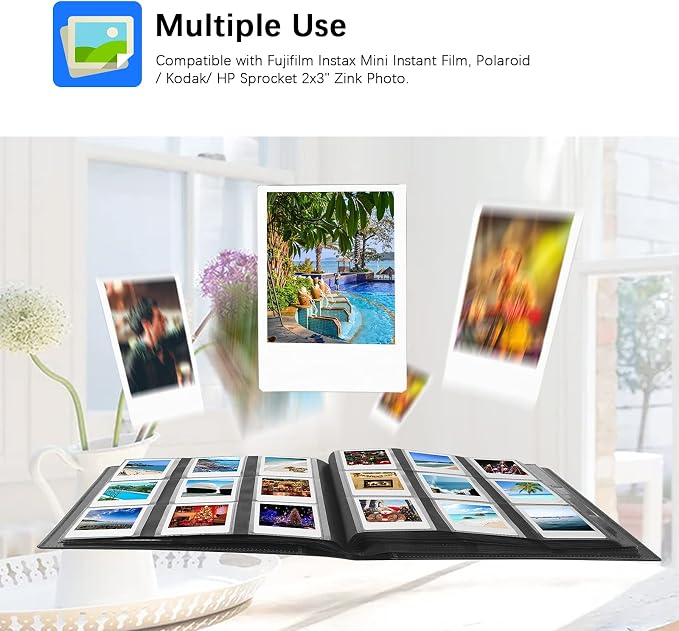 432 Pockets 2x3 Inch Photo Album for Polaroid & Instax Mini Pictures, Black | Large Capacity, Acid-Free Black Pages, Durable Hard Cover, Elastic Band Closure for Secure Storage Everyday Instant Photos - Image 2