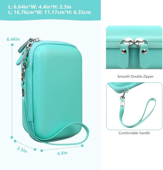 Carrying Case Compatible with Fujifilm Instax Mini EVO Instant Camera, INSTAX MINI EVO Camera Storage Holder Travel Bag with Mesh Pocket for Photos, USB Cables, Film, Green - Image 3