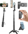 Magnetic Mini Selfie Stick for iPhone with Light (MPT-02) | 4 In 1 Portable Pocket Selfie Stick Tripod for iPhone & Android with Rechargeable Remote, Removable Phone Clip by USKEYVISION