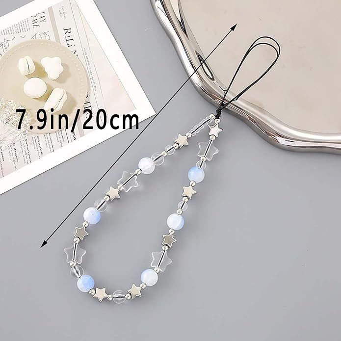 Beaded Phone Charm Lanyard Strap Girly Style Fixed Beads Pearl Lanyards - Image 4
