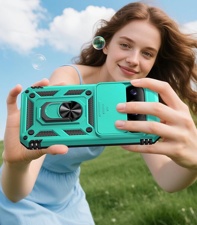 Taisairu for Google Pixel 10 Case/Pixel 10 Pro Case with Screen Protector & Slide Camera Lens Cover,Built-in Ring Stand Protective Phone Case for Pixel 10 Case/Google Pixel 10 Pro Case (Mint Green) - Image 8