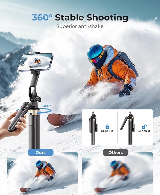 72" Phone Tripod, Tripod for iPhone with Wireless Remote Control, Portable Selfie Stick for iPhone, Live Streaming, Video Recording, Compatible with Cell Phones, Cameras - Image 2