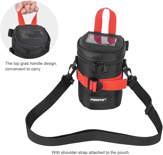 FOMITO M Size Water-Resistant Camera Lens Pouch Bag - Shockproof Protective Case with Mesh Pocket, Compatible with Canon EF-S 17-55mm, Nikon AF-S 18-200mm, Fujifilm XF 56mm & Lenses Under 3.94"x6.1" - Image 5