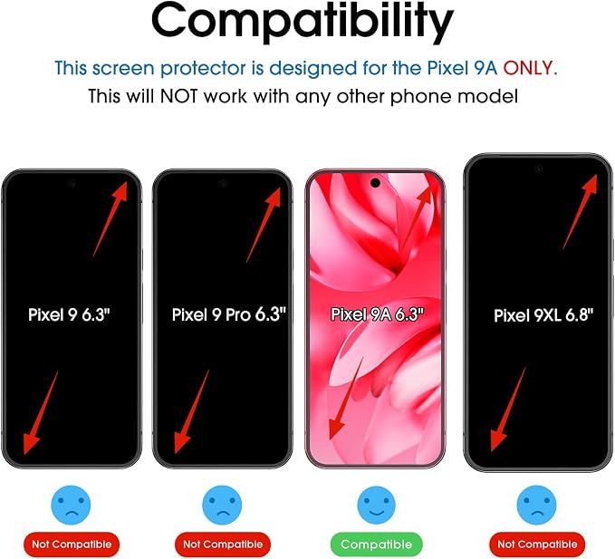 amFilm OneTouch for Google Pixel 9a Screen Protector 6.3'' Tempered Glass | 30s Auto-Alignment, Bubble Free, Scratch & Drop Protection, HD Clear, 2 Pack (Pixel 9a-6.3") - Image 2