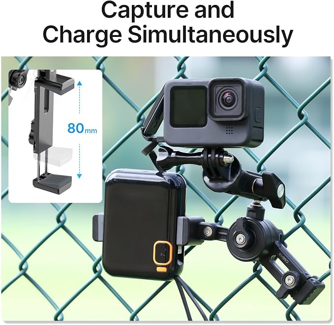 jusmo CM010 Cell Phone Fence Mount Game Changer Mounting Kit for GoPro, iPhone, AKASO, DJI Osmo Action, Insta360, Mevo Start for Recording Baseball Softball Tennis Gamechanger Streaming Kit - Image 5