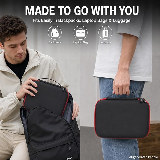 Comecase USB Flash Drive Case, Holds 85 USB Drives and 25 SD Cards | Pre-Cut Foam Stores 85 USB & 25 SD Cards; EVA Hard Shell, Black+Red Zipper, X-Large, Case Only - Image 7