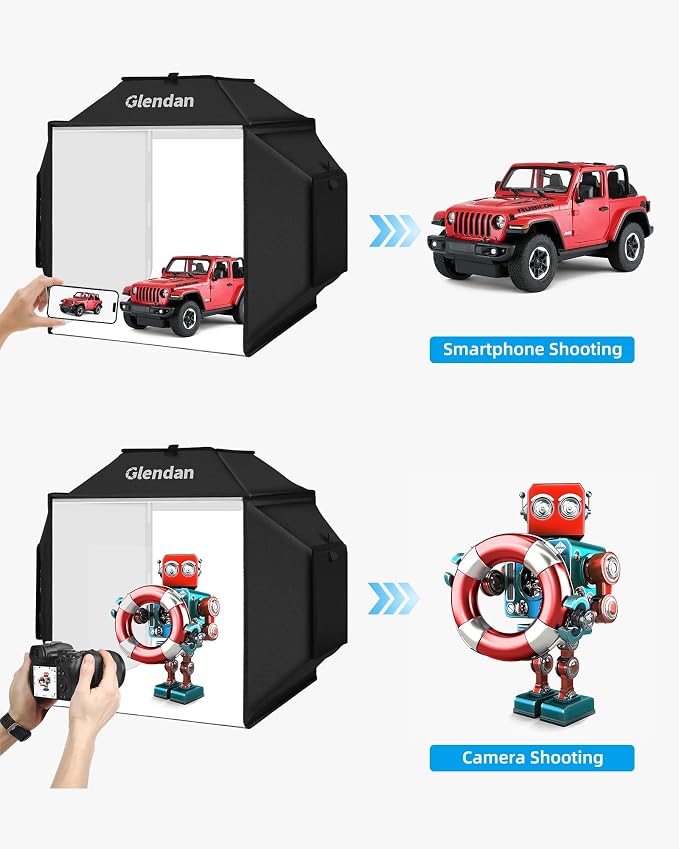 Portable Light Box Photography 20"x 20" Upgrade Dimmable Photo Soft Box | Large Studio for Jewelry & Small Products. 1222 CRI97 LEDs True Color, Dimmable. Sturdy Build, 4 Backdrops, 10s Fold Setup - Image 8