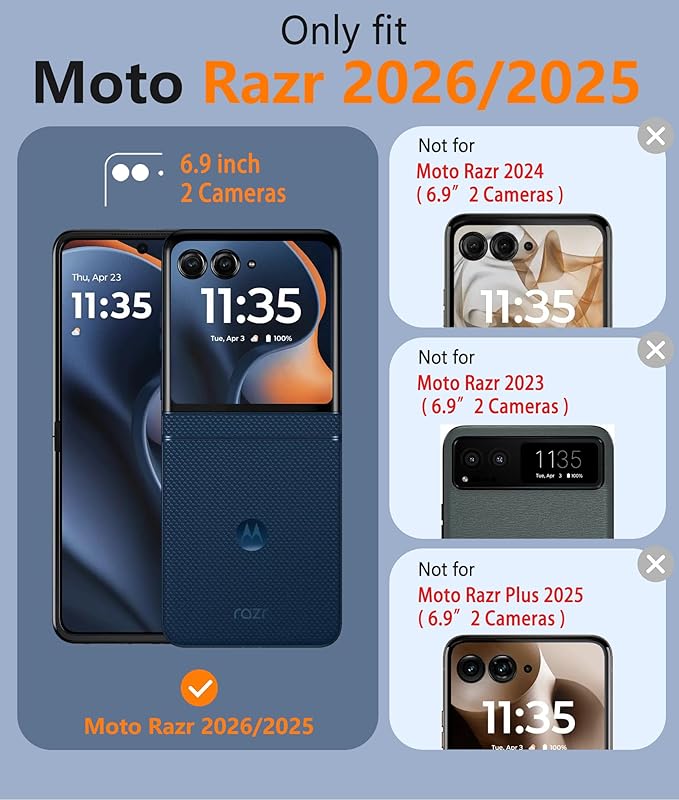 FNTCASE for Motorola Razr 2026/2025 Case, Fit for Magsafe, Hinge Protection | Screen Protector, Translucent Matte Magnetic Back, 18FT Military Grade Drop Proof, Protective Phone Cover, Blue - Image 3