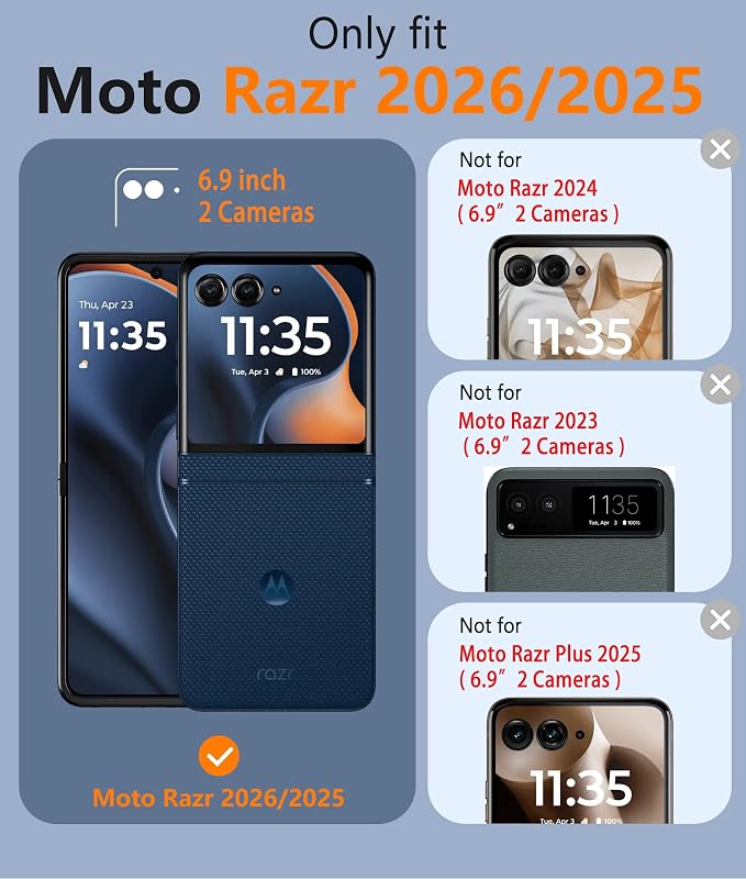 FNTCASE for Motorola Razr 2026/2025 Case, Fit for Magsafe, Hinge Protection | Screen Protector, Translucent Matte Magnetic Back, 18FT Military Grade Drop Proof, Protective Phone Cover, Black - Image 3
