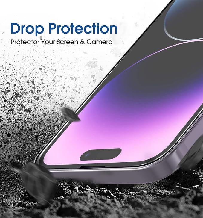 amFilm OneTouch for iPhone 14 Pro Screen Protector 6.1'' Tempered Glass | Auto-Alignment, 30s Install, Bubble Free, 9H Hardness, Scratch & Drop Protection, HD Clear, Case Friendly, 2 Pack (14P-6.1'') - Image 5